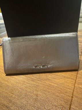 Miu Miu Silver Leather Continental Wallet